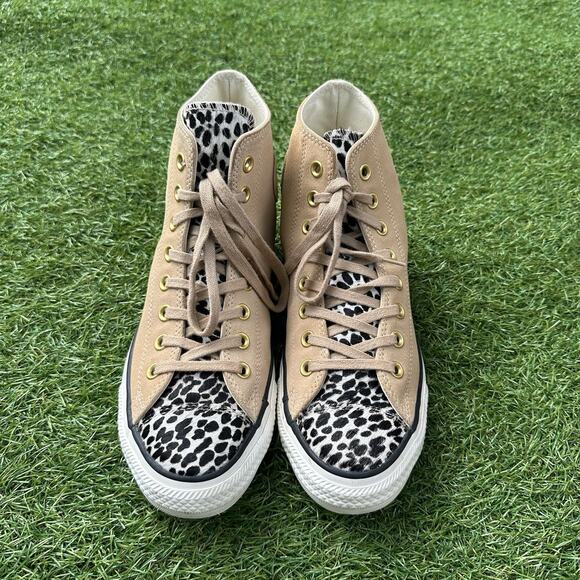 Converse All Star Hi Chuck Taylor Cheetah Pony Hair Suede Mens 8 Womens 10 - Picture 1 of 9